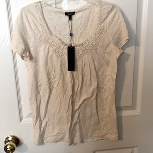 Talbots - cream/oatmeal top with crocheted pattern at top - so cute! Size XS